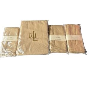 RALPH‎ LAUREN 52" x 70" TABLECLOTH + 12 Napkins NIP Whitfield Wheat Basket Weave
